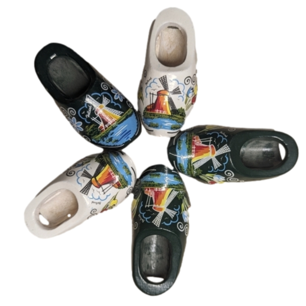Lot of 5 tiny Holland Wooden Shoes Clogs